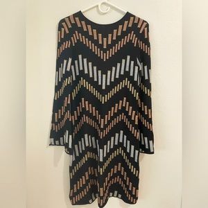 Ted Baker Gold & Silver Bell Sleeve Knit Dress